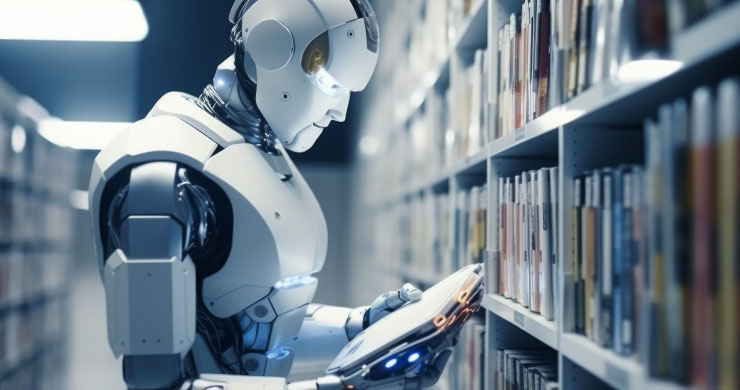 RAGの仕組みを表すイメージ。生成AIが企業固有の知識に基づいて正確な回答を生成するために、社内データベース内の資料を参照し、理解している。